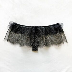 Victoria's Secret Black and Gold Lace Skirt + Thong Panties - Small